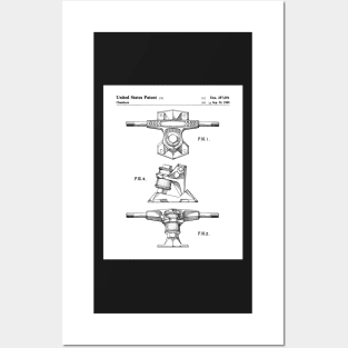 Skateboard Patent - Skater Retro Skating Art - White Posters and Art